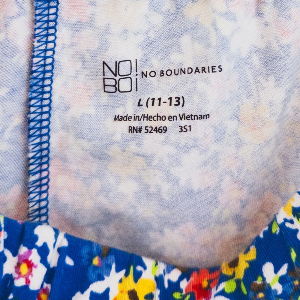 No Boundaries Floral Leggings Womens Large 11-13 Blue Multicolor Cotton Stretch‎ - Picture 5 of 6